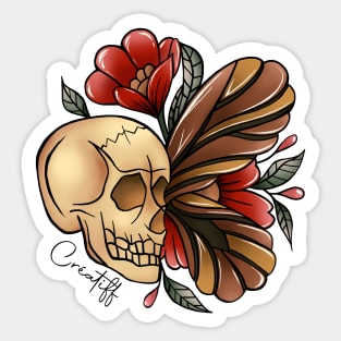 Purple Skull Butterfy Sticker